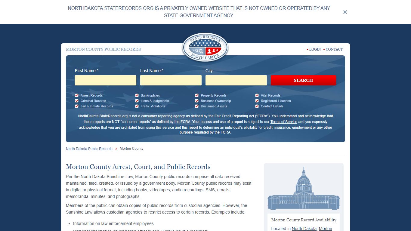 Morton County Arrest, Court, and Public Records | StateRecords.org
